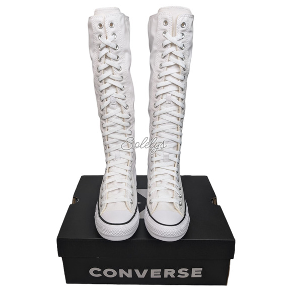 Converse CTAS XXHI Womens 7 White Pink Black Canvas Knee High Sneaker Boot NEW - Picture 9 of 10